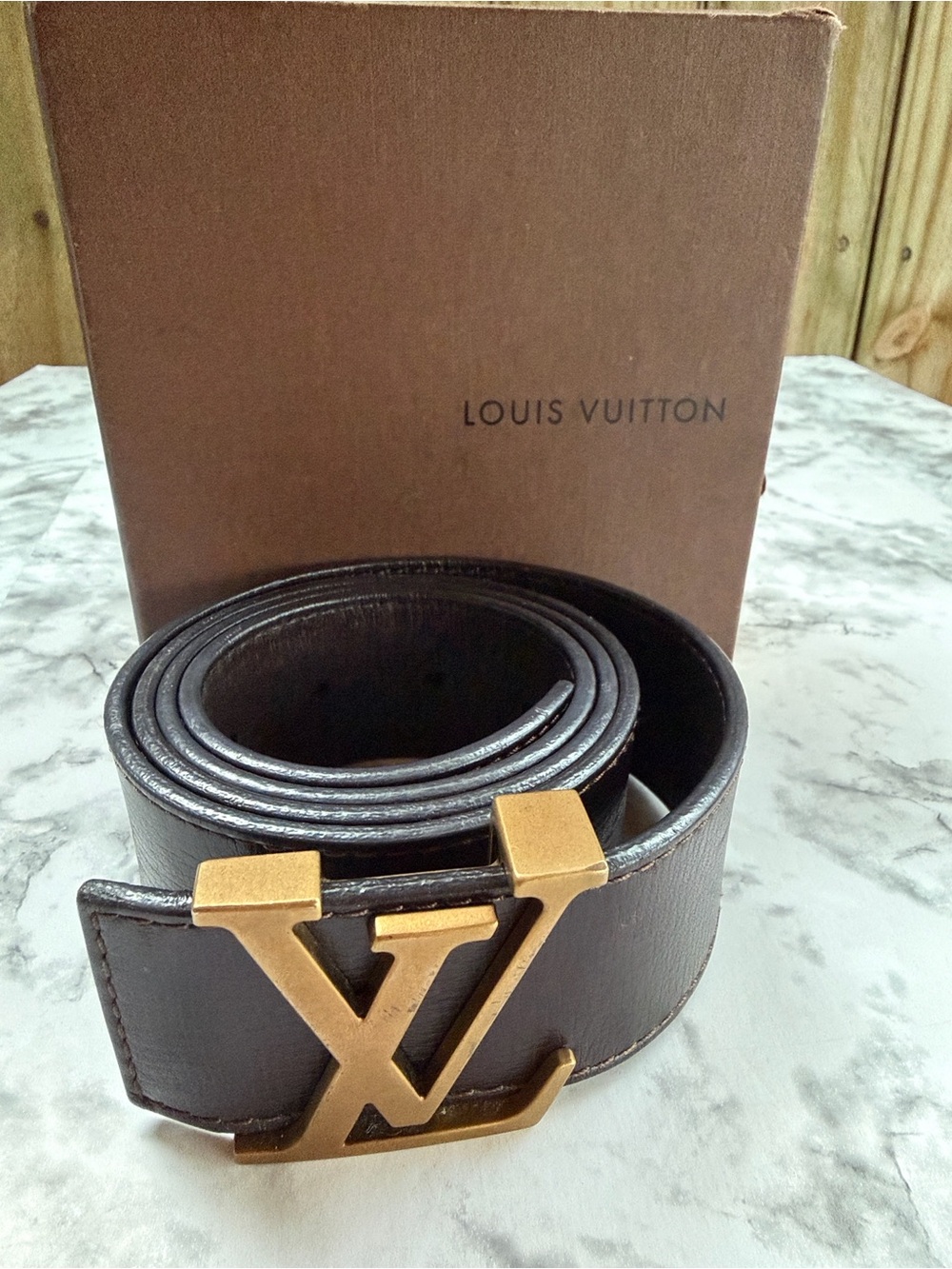 Louis Vuitton Dark Brown Leather LV Initiales Belt 90/36
